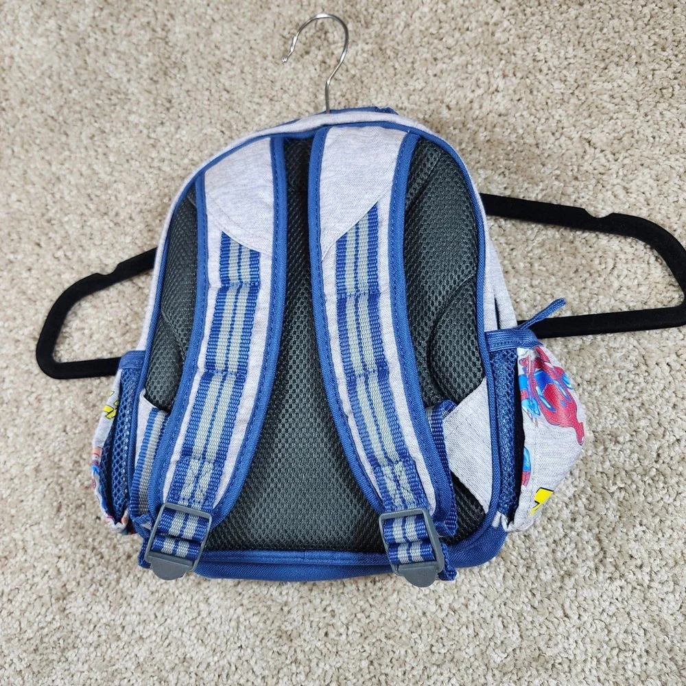 Pottery Barn Kids Backpack Spider-Man Comic Print Gray Blue Buckle Straps Small